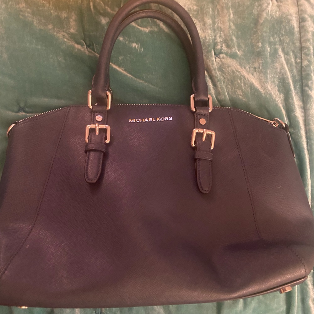 💙💙MICHAEL KORS LARGE CIARA NAVY BLUE SAFFIANO LEATHER SATCHEL BAG!💙💙